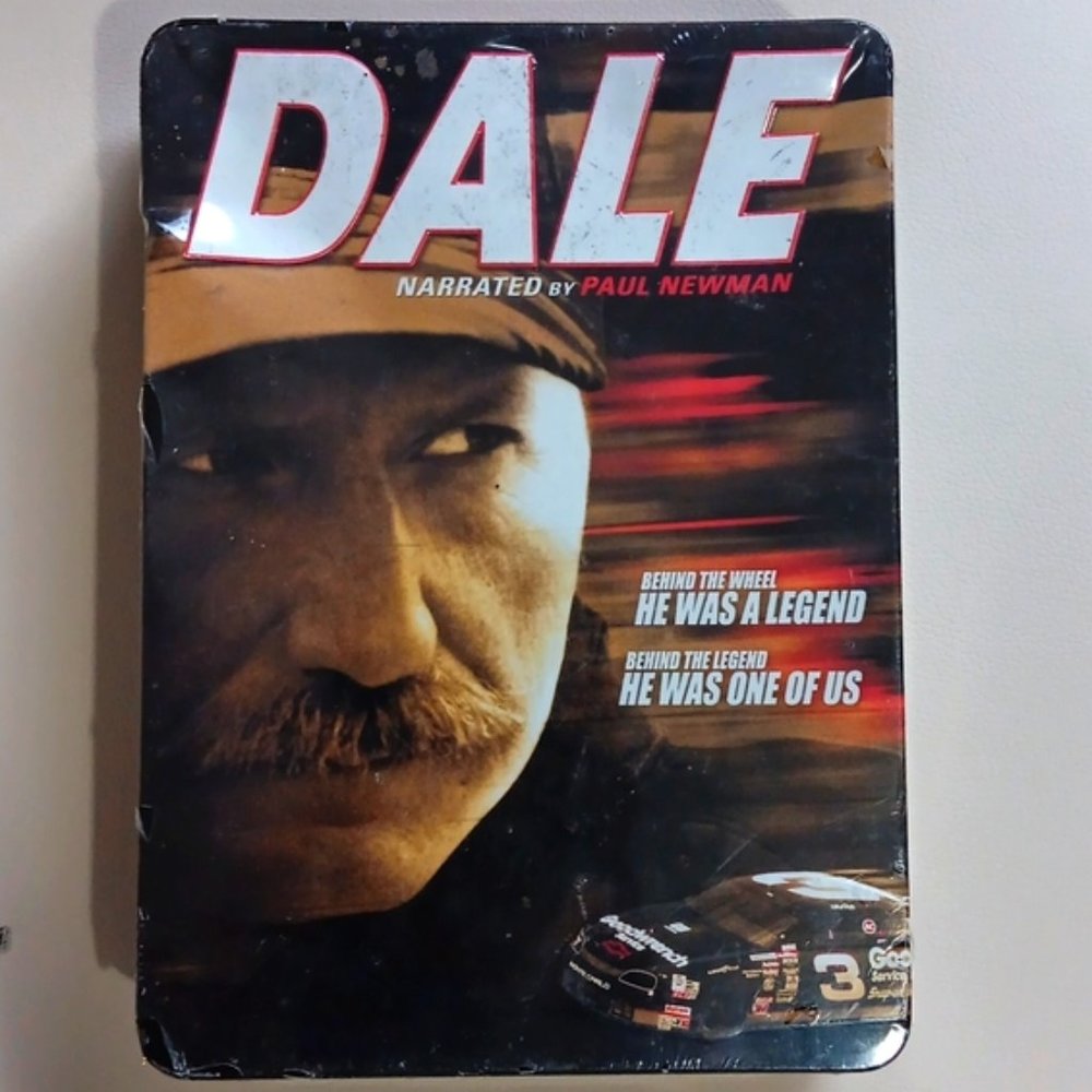 DALE- DALE EARNHARDT THE MOVIE (6) DVD COLLECTIBLE TIN (NARRATED by PAUL NEWMAN)